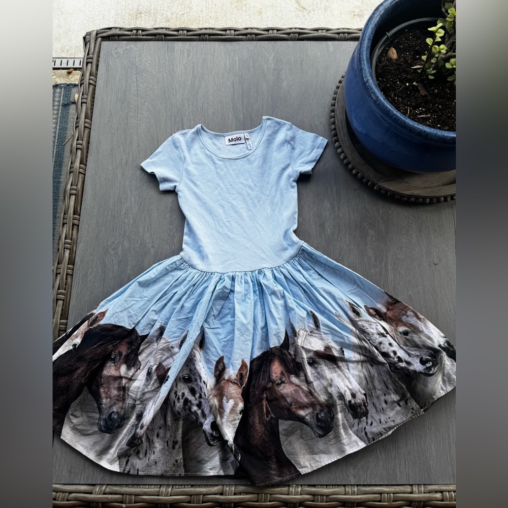 Molo Light Blue Dress with Horse Print - Picture 7 of 7